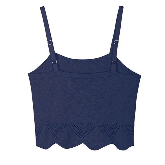 FRYE CROCHET TOP NAVY BLUE NWT CROCHET HEM TANK SMALL NEW WITH TAGS - Picture 3 of 16